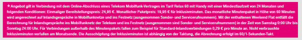 Telekom-Werbebanner mit Vertragsbedingungen
