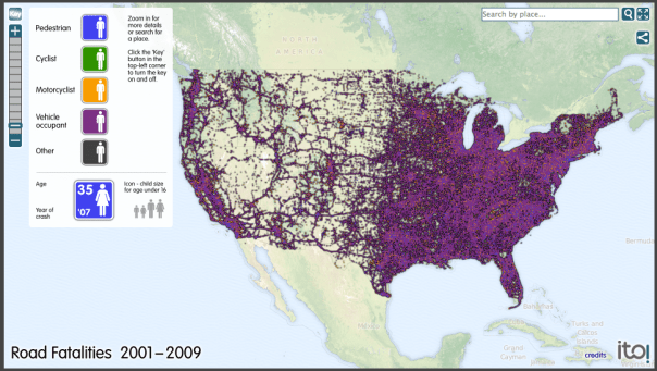 Screenshot of interactive visualization of road casualties