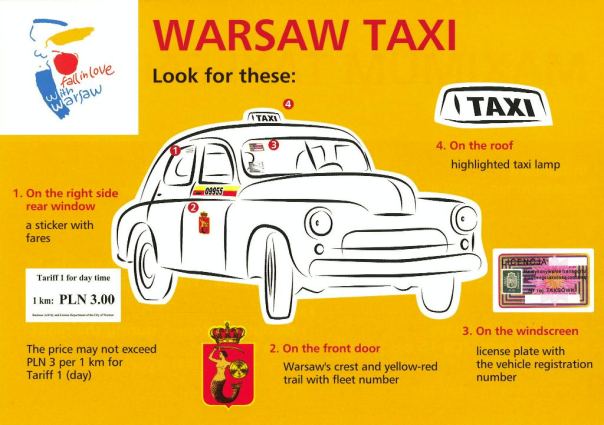 Warsaw Taxi - Look for these signs